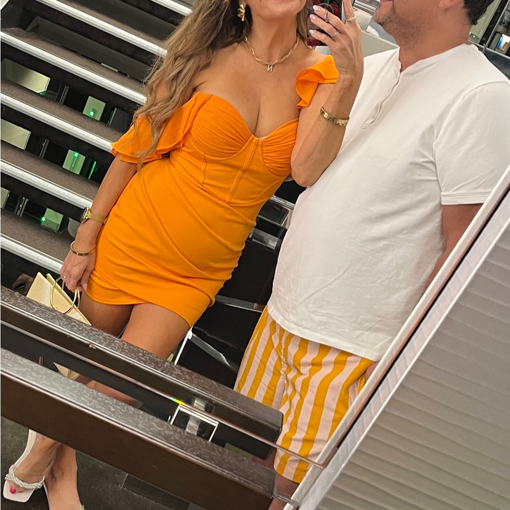 Orange ruched dress